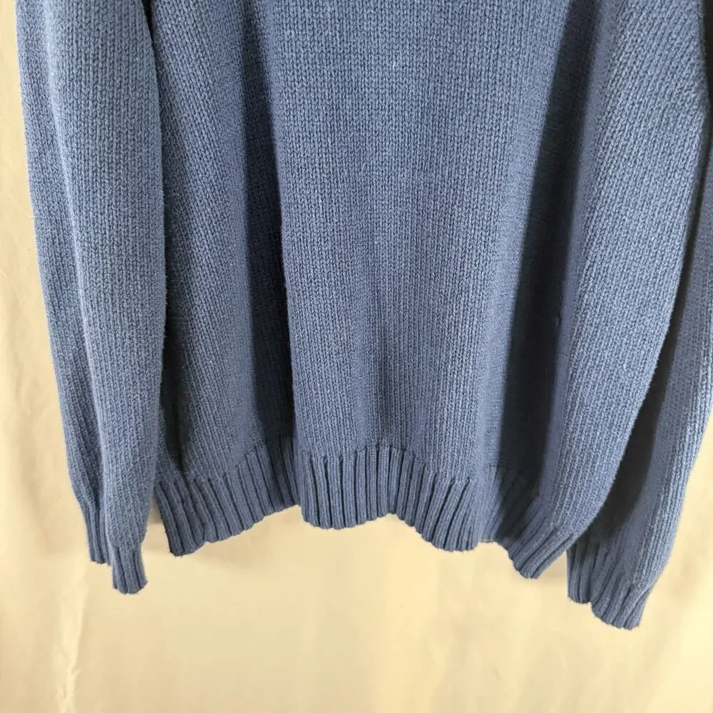 Polo Ralph Lauren 1/4 Zip Sweater Men's XXL Blue Heavy Knit Pullover Turtleneck